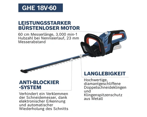Akku-Heckenschere Bosch Professional GHE 18V-60 (ohne Akku & Ladegerät) Akku-Heckenschere Bosch Professional GHE 18V-60 (ohne Akku & Ladegerät)
