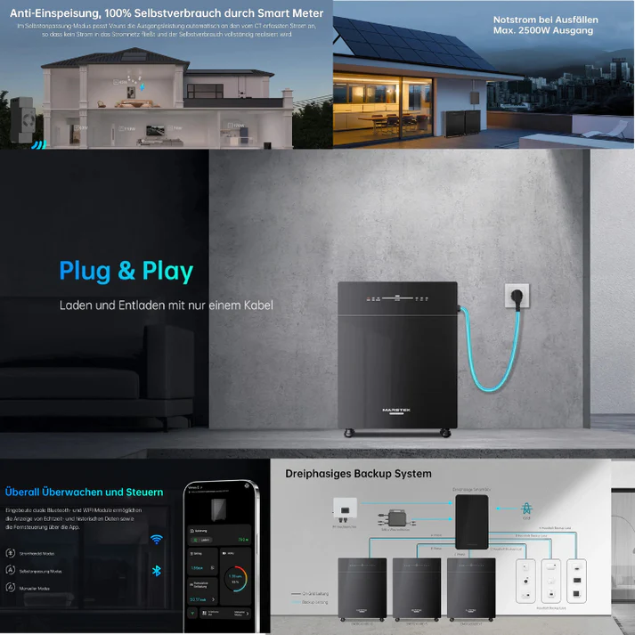 Marstek VENUS E (5,12 kWh) AC-gekoppeltes Solar-Energie-Speichersystem