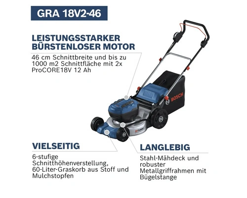 Akku Rasenmäher Bosch Professional BITURBO GRA 18V2-46 (ohne Akku & Ladegerät) Akku Rasenmäher Bosch Professional BITURBO GRA 18V2-46 (ohne Akku & Ladegerät)